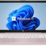 Newest HP 14 HD Laptop， Windows 11， Intel Celeron Dual-Core Processor Up to 2.60GHz， 4GB RAM， 64GB SSD， Webcam， Dale Pink(Renewed) (Dale Pink)