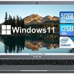 SGIN Laptop 15.6 Inch 12GB DDR4 512GB SSD， Windows 11 Laptops with Intel Celeron N5095， FHD 1920x1080， Dual Band WiFi， 2xUSB 3.0， Up to 2.9Ghz， Bluetooth 4.2， Supports 512GB TF Card Expansion， Gray