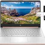 Newest HP 14 Thin Light Laptop， Intel 2-Core N4020， 8GB RAM， 128GB Storage(64GB eMMC+64GB Micro SD)，1Yr Office， Win 10 Bundle with GaPi Mousepad (Rose Gold)