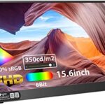 Ingnok Portable Monitor， 15.6’’ 1080P IPS Computer Display with 350cd/m2， 8Bit Accuracy，100% SRGB，1200:1 Contrast， External Monitor for Laptop had Dual Full Function Type-C & HDMI