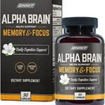 ONNIT Alpha Brain Premium Nootropic Brain Supplement， 90 Count， for Men & Women - Caffeine-Free Focus Capsules for Concentration， Brain & Memory Support - Brain Booster Cat’s Claw， Bacopa， Oat