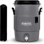 Igloo 5 Gallon Portable Sports Cooler Water Beverage Dispenser with Flat Seat Lid， Gray， 4 Qt