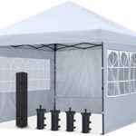 COOSHADE 10X10Ft Pop up Canopy Tent Enclosed Instant Folding Canopy Shelter with Elegant Church Window Outdoor Pavilion Cater Party Wedding BBQ Events Tent(White)