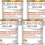 PurAmino Hypoallergenic Infant Drink， for Severe Food Allergies， Omega-3 DHA， Iron， Immune Support， Powder Can， 14.1 Oz (Pack of 4)