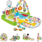 Fisher-Price Baby Gym with Kick & Play Piano Learning Toy featuring Smart Stages Educational Content and 2 Soft Maracas Rattle Toys