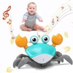 Baby Toys 6 to 12 Months Crawling Crab Toys for 1 Year old Boy Girl Gifts， Early Education Learning Toy Moving/Dancing/Music/Lights/With Automatically Avoid Obstacles，Toddler & Infant Birthday Gif