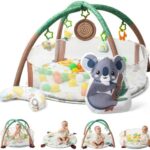 Lupantte 4-in-1 Baby Play Gym， Activity Gym Ball Pit with Detachable Anti-Slip Thickening Tummy Time Mat with Sensory Toys for Newborn Infant Toddler to Develop Motor&Cognition，Include 40 Balls