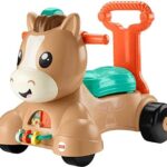 Fisher-Price Walk Bounce & Ride Pony， Infant to Toddler Musical Walker and Ride-on Toy Large
