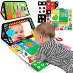 beetoy Tummy Time Baby Mirror Toys with Black and White Pattern， Double High Contrast 3D Activity Play Crinkle Toys Foldable Baby Mirror Sensory Development Toys for Newborn Infants 0 3 6 Months