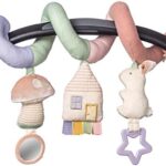 Itzy Ritzy Spiral Car Seat & Stroller Activity Toy; Includes Dangling Ring， Mirror and Textured Ribbons; Pastel Rainbow