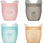 Zip Top Reusable 100% Silicone Baby + Kid Snack Containers- The only containers That Stand up， Stay Open and Zip Shut! No Lids! Made in The USA - Full Set of 4