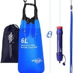 Membrane Solutions Gravity Water Filter Pro 6L， 0.1-Micron Versatile Water Purifier Camping with Adjustable Tree Strap Storage Bag， Survival Gear and Equipment for Group Camping Emergency Preparedness