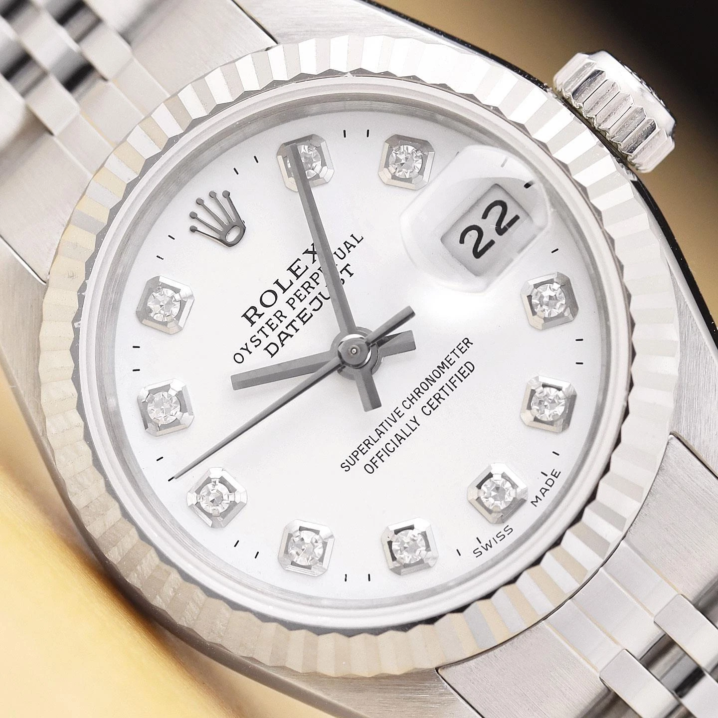 s-l1600-2.webp ROLEX LADIES DATEJUST 69174 WHITE DIAMOND DIAL 18K WHITE GOLD STEEL WATCH - Image 1