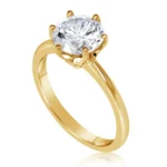 3.5 Ct Classic 6 Prong Round Cut Diamond Engagement Ring VS2 G Yellow Gold 14k
