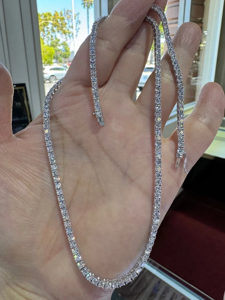 s-l960-2.webp Genuine Lab Grown Diamond Tennis Necklace D VVS 11.00 Carat 14k Gold 16'' Inch - Image 1