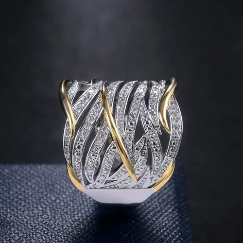 s-l500-14 Hot Sale Two Tone 925 Silver Ring Women Jewelry Cubic Zircon Ring Sz 6-10 - Image 1
