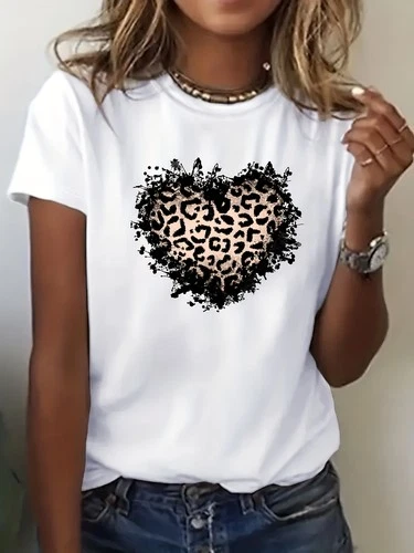 s-l500-150 Featuring a Fashionable Polka Dot Heart Print Round-Neck Short-Sleeve T-Shirt - Image 1