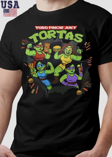 s-l500-153 PURO PINCHE JUICY TORTAS FUNNY MEXICAN FOOD PARODY T-SHIRT LATINA NINJA STYLE - Image 1