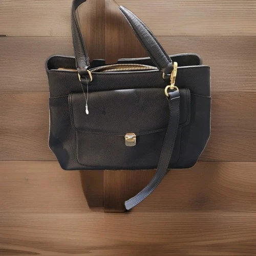 s-l500-193 Talbots Navy Blue Leather Handbag - Image 1