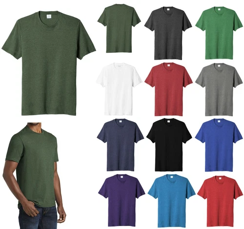 s-l500-282 MEN'S LIGHTWEIGHT, SHORT SLEEVE, COTTON / POLY BLEND, CREWNECK, T-SHIRT. S-4XL - Image 1