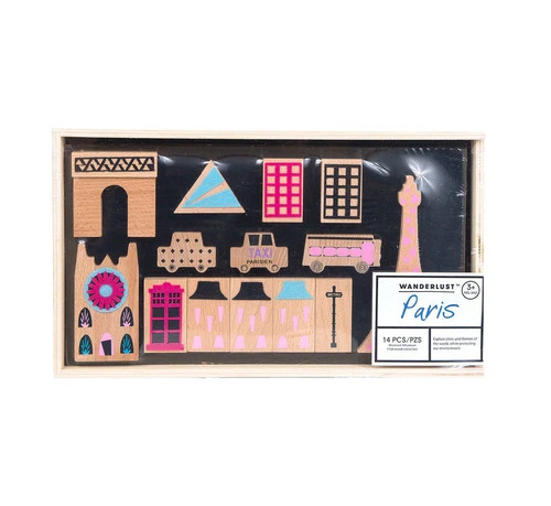 s-l500-3 Once-Kids Wanderlust PARIS Wooden Building Blocks Set Eco Toy Kids Constructor - Image 1