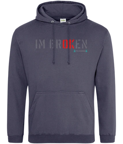 s-l500-345 PTSD 'IM Broken' (OK) Hoodie, Veterans Quote, Mental Health Awareness 'LOOK NEW' - Image 1