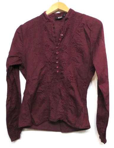 s-l500-403 A.N.A. Shirt Womens Medium Burgundy Red Pullover Eyelet Style Classic Preppy Top - Image 1