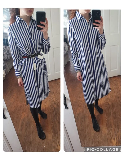 s-l500-413 Steve Madden Purple White Striped Shirt Dress Size X-Small XS New - Image 1