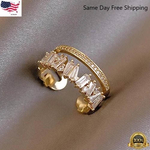 s-l500-442 New 18K Gold Plated Zircon Pearl Ring Figure Open Adjustable Women Jewelry Gifts - Image 1