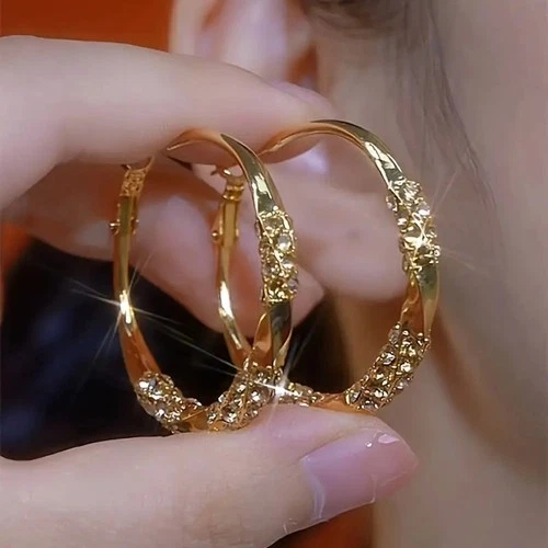 s-l500-56 Fashion Women Large Rhinestone Hoop Earrings Silver Gold Sparkling Jewelry Gift^ - Image 1