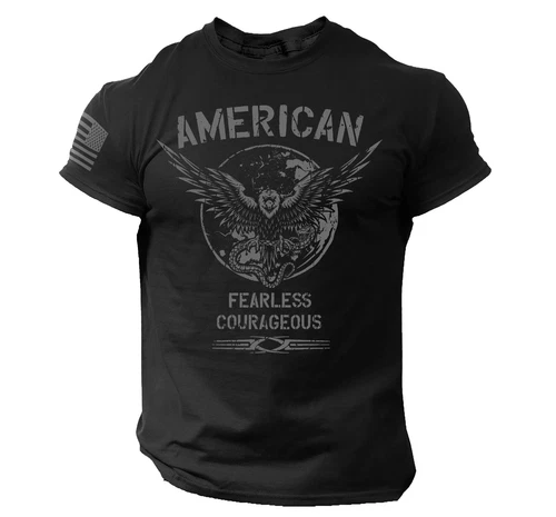 s-l500-67 American Fearless Men's T Shirt USA Warrior Military Style Tee - Image 1