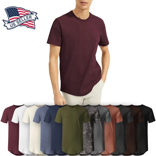 s-l500-72 Men Hipster T shirts Extended Tee Longline Elongated Fashion Casual Hip Hop - Image 1